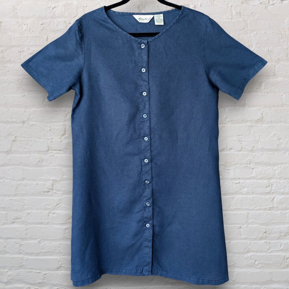 Eddie Bauer Linen Shirt Dress in Navy, Small